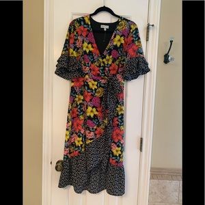 Neiman Marcus, fun, floral, wrap dress NWOT